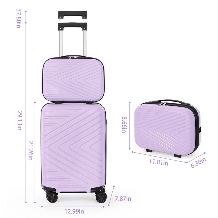 Luggage Set 2PCS Suitcase PP Carry On Luggage with Spinner Wheels, TSA Lock, 2-Piece Set(14/20) Pralena