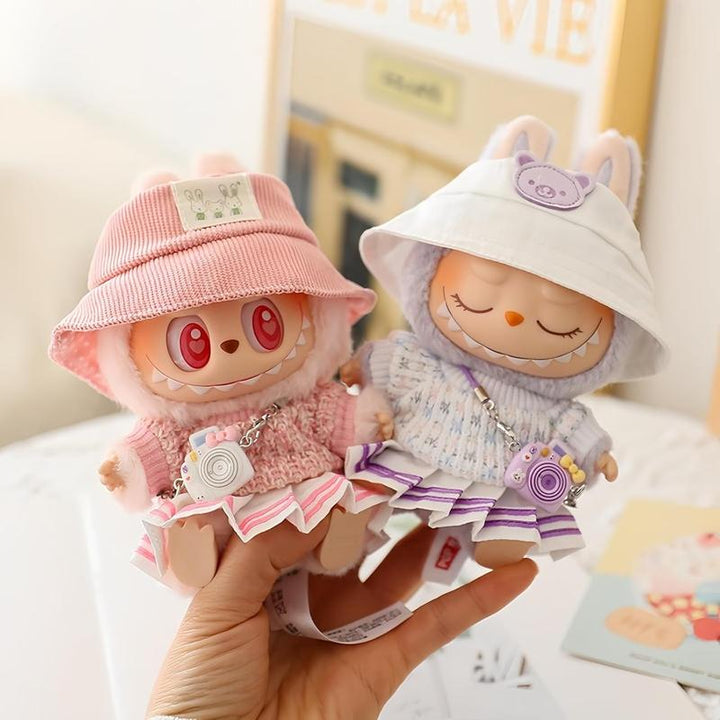 Labubu Clothes Doll Accessories, Labubu Outfit Suit Set 5 Pieces Suitable for 6.7 inch Doll Labubu Dress-up Replacement(No Doll) Pralena
