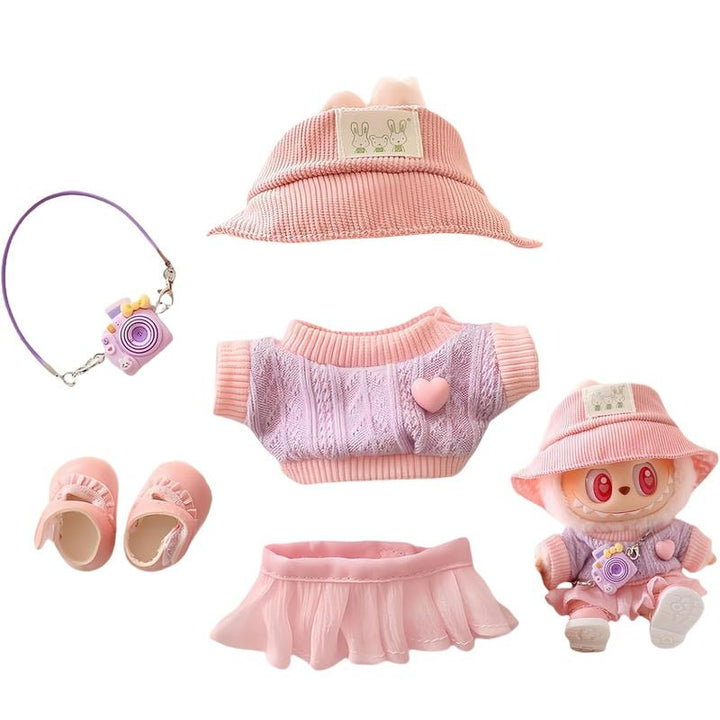 Labubu Clothes Doll Accessories, Labubu Outfit Suit Set 5 Pieces Suitable for 6.7 inch Doll Labubu Dress-up Replacement(No Doll) Pralena
