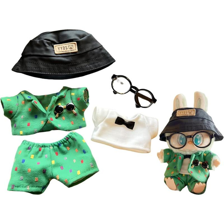 Labubu Clothes Doll Accessories, Labubu Outfit Suit Set 5 Pieces Suitable for 6.7 inch Doll Labubu Dress-up Replacement(No Doll) Pralena