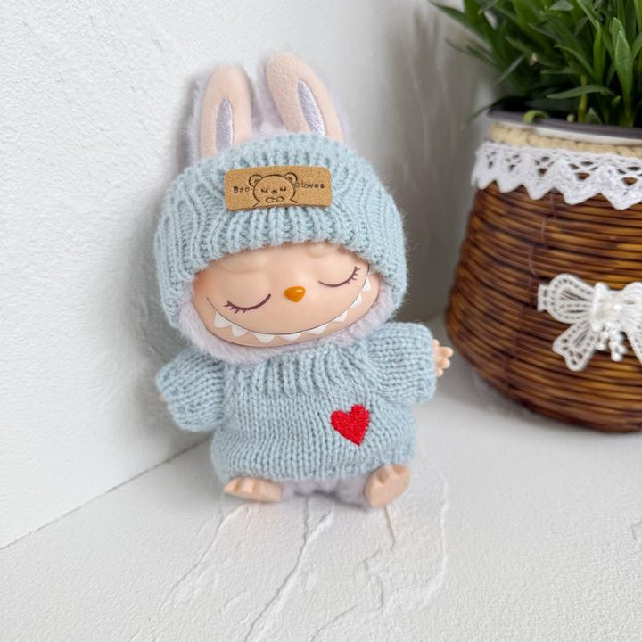 2 sets labubu clothing, exquisite labubu love sweater, hand-knitted sweater, suitable for 6.7in labubu dolls, labubu accessories Pralena