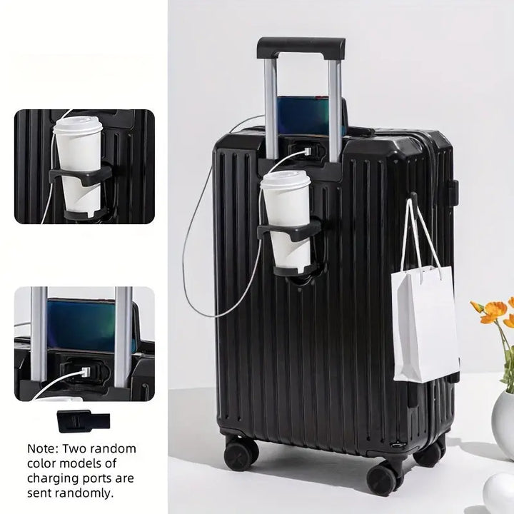 Fresh Style Trolley Case - Large Capacity Multifunctional Luggage With USB Charging Port, Cup Holder, Hook, Silent Spinner Wheels - For Business & Leisure Travel - Ideal Gift for Frequent Travelers Pralena