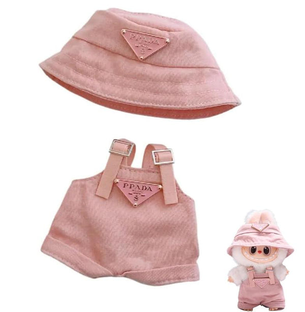 6.7inch Labubu Clothes Set, Hat & Overalls Set for 17cm Labubu Accessories Suit, Cute Clothes for Labubu Dress up Unique Style Pralena