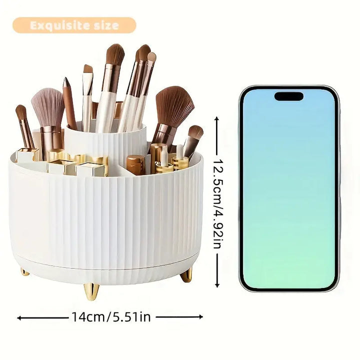 Rotating Makeup Organizer, 360 Degree Rotation, Minimalist Design, High-Gloss ABS Plastic, Perfect For Bedroom, Vanity, Bathroom Storage Pralena