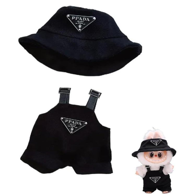 6.7inch Labubu Clothes Set, Hat & Overalls Set for 17cm Labubu Accessories Suit, Cute Clothes for Labubu Dress up Unique Style Pralena