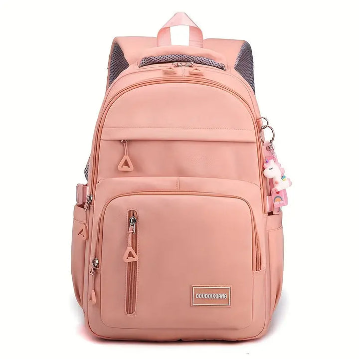 Large Capacity Waterproof Backpack, Solid Color Fashion Casual Nylon Laptop Bag With Adjustable Strap, Trendy Versatile Cute School Bag Pralena