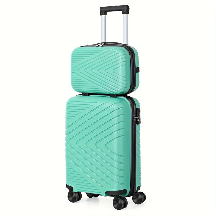 2pcs Lightweight Carry-On Luggage With Cosmetic Bag Set, ABS Material Suitcase With Aluminum Alloy Handle Pralena