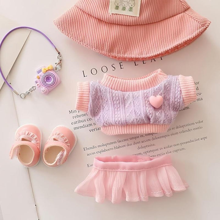 Labubu Clothes Doll Accessories, Labubu Outfit Suit Set 5 Pieces Suitable for 6.7 inch Doll Labubu Dress-up Replacement(No Doll) Pralena