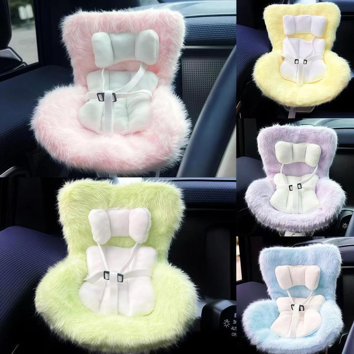 Labubu Car Seat for Dolls with Soft Furry Cushion, Air Vent Clip and Desktop Stand, Cute and Functional Car Ornament for Labubu Fans and Doll Collectors Pralena