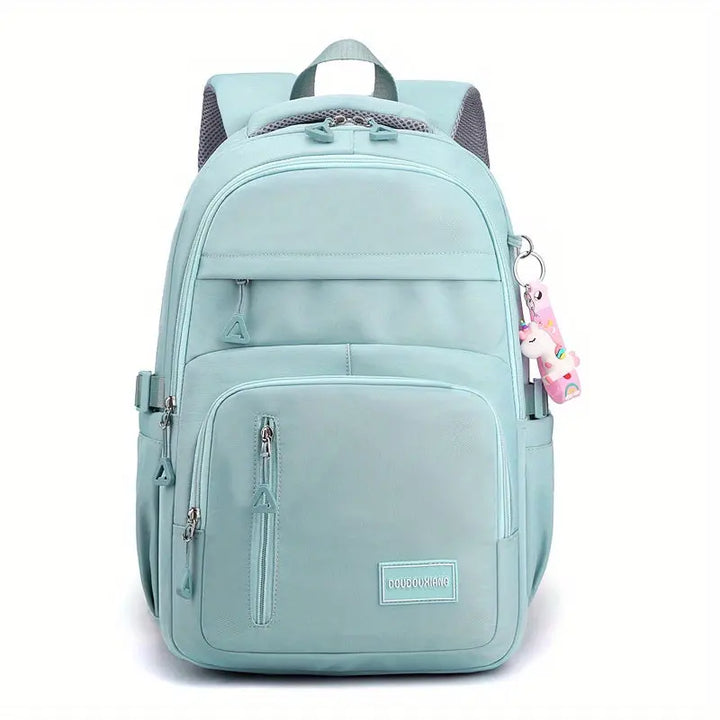 Large Capacity Waterproof Backpack, Solid Color Fashion Casual Nylon Laptop Bag With Adjustable Strap, Trendy Versatile Cute School Bag Pralena