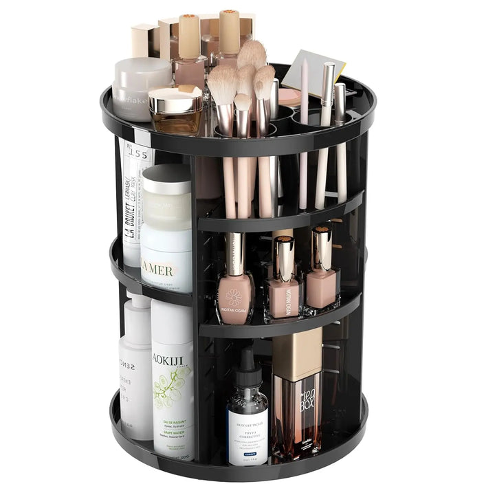 Rotating Makeup Organizer, DIY 8 Adjustable Layers Spinning Skincare Organizer, Cosmetic Display Case with Brush Holder Perfume Tray, Multi-Function Storage Carousel for Vanity Bathroom Countertop Pralena