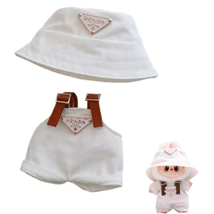 6.7inch Labubu Clothes Set, Hat & Overalls Set for 17cm Labubu Accessories Suit, Cute Clothes for Labubu Dress up Unique Style Pralena