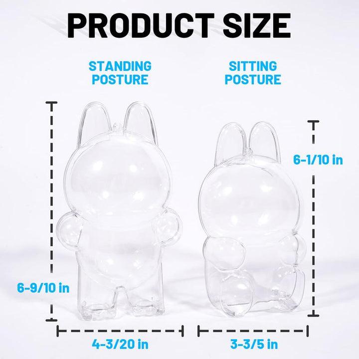 Protective Case for LABUBU The Monsters Exciting Macaron Protective Acrylic Display Case with Silicone Strap - Clear Cover for Standing Figure Pralena
