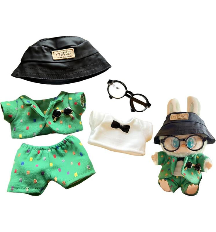 Labubu Clothes Doll Accessories, Labubu Outfit Suit Set 5 Pieces Suitable for 6.7 inch Doll Labubu Dress-up Replacement(No Doll) Pralena