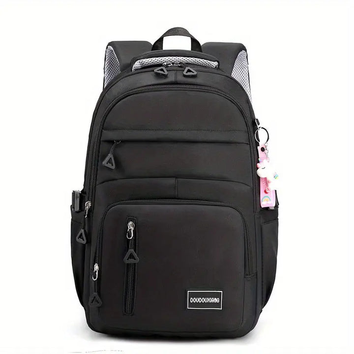 Large Capacity Waterproof Backpack, Solid Color Fashion Casual Nylon Laptop Bag With Adjustable Strap, Trendy Versatile Cute School Bag Pralena