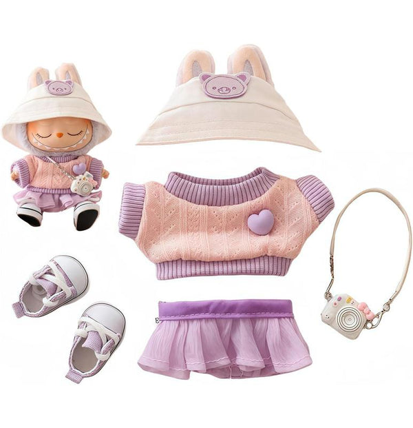 Labubu Clothes Doll Accessories, Labubu Outfit Suit Set 5 Pieces Suitable for 6.7 inch Doll Labubu Dress-up Replacement(No Doll) Pralena