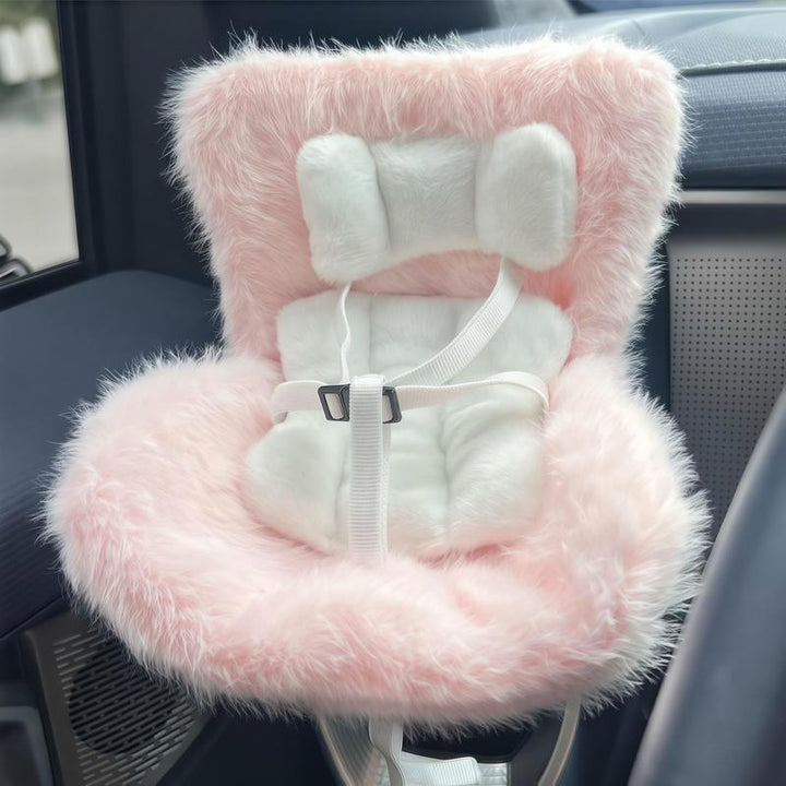 Labubu Car Seat for Dolls with Soft Furry Cushion, Air Vent Clip and Desktop Stand, Cute and Functional Car Ornament for Labubu Fans and Doll Collectors Pralena