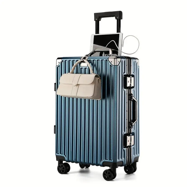 Solid Color Hard Shell Luggage Case, Lightweight Multifunctional Trolley Case For Outdoor Trip, Business Trip Suitcase Pralena