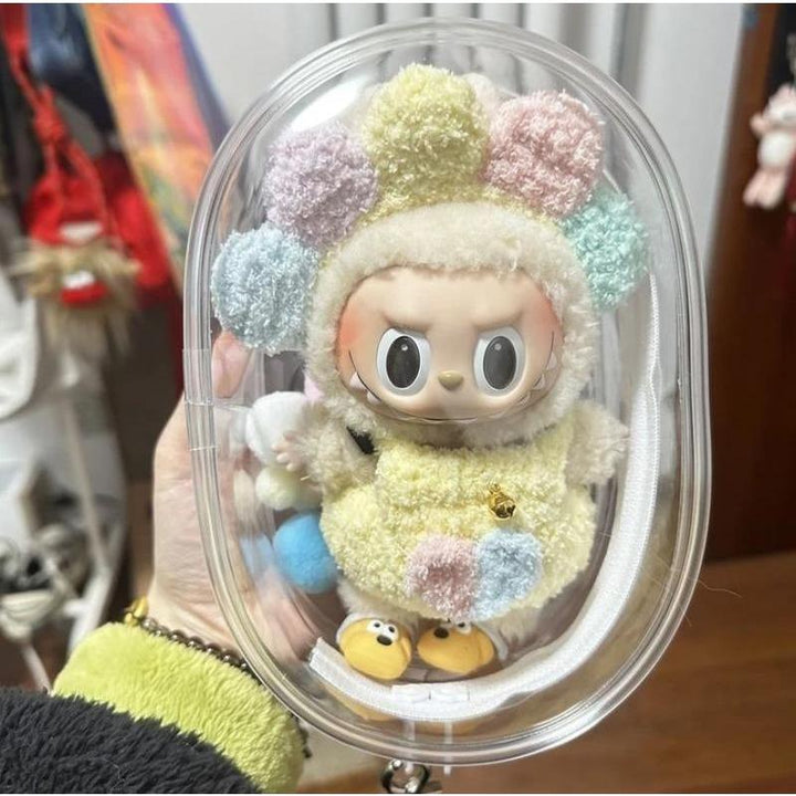 Transparent Monster Protective Shell Labubu V2 Dust Bag Necklace Pendant Vinyl Doll Accessories Storage Box (only box) Pralena