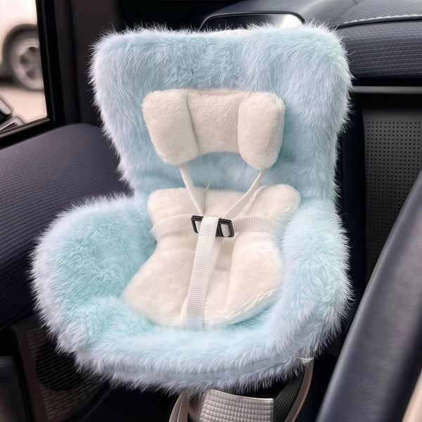 Labubu Car Seat for Dolls with Soft Furry Cushion, Air Vent Clip and Desktop Stand, Cute and Functional Car Ornament for Labubu Fans and Doll Collectors Pralena