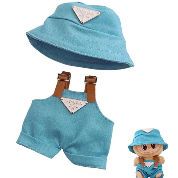 6.7inch Labubu Clothes Set, Hat & Overalls Set for 17cm Labubu Accessories Suit, Cute Clothes for Labubu Dress up Unique Style Pralena
