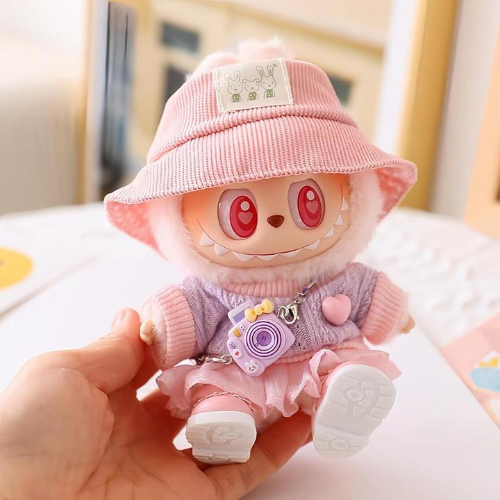 Labubu Clothes Doll Accessories, Labubu Outfit Suit Set 5 Pieces Suitable for 6.7 inch Doll Labubu Dress-up Replacement(No Doll) Pralena