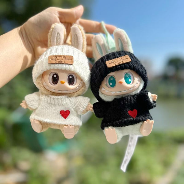2 sets labubu clothing, exquisite labubu love sweater, hand-knitted sweater, suitable for 6.7in labubu dolls, labubu accessories Pralena