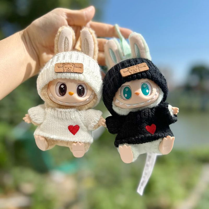 2 sets labubu clothing, exquisite labubu love sweater, hand-knitted sweater, suitable for 6.7in labubu dolls, labubu accessories Pralena