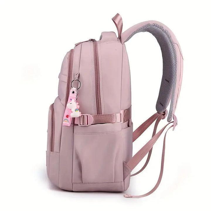 Large Capacity Waterproof Backpack, Solid Color Fashion Casual Nylon Laptop Bag With Adjustable Strap, Trendy Versatile Cute School Bag Pralena