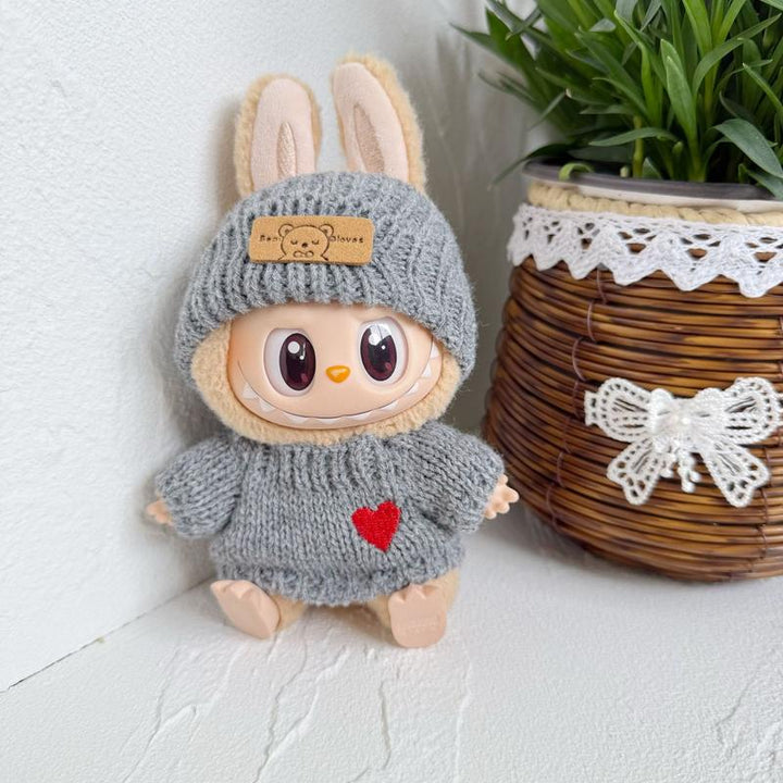 2 sets labubu clothing, exquisite labubu love sweater, hand-knitted sweater, suitable for 6.7in labubu dolls, labubu accessories Pralena