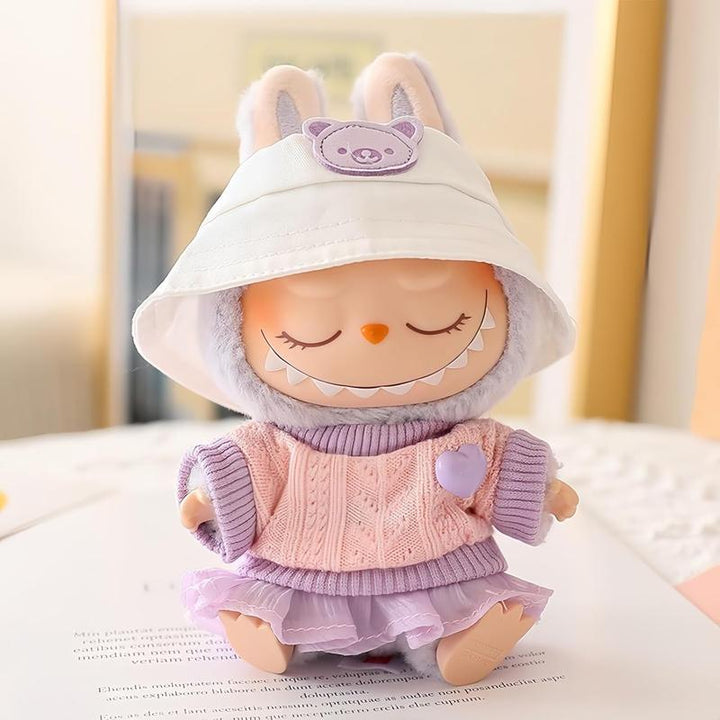 Labubu Clothes Doll Accessories, Labubu Outfit Suit Set 5 Pieces Suitable for 6.7 inch Doll Labubu Dress-up Replacement(No Doll) Pralena