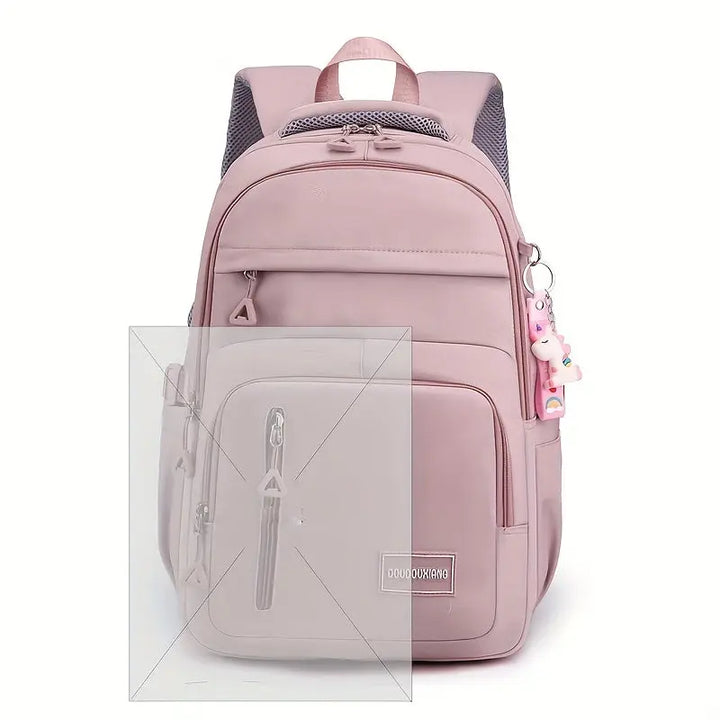 Large Capacity Waterproof Backpack, Solid Color Fashion Casual Nylon Laptop Bag With Adjustable Strap, Trendy Versatile Cute School Bag Pralena