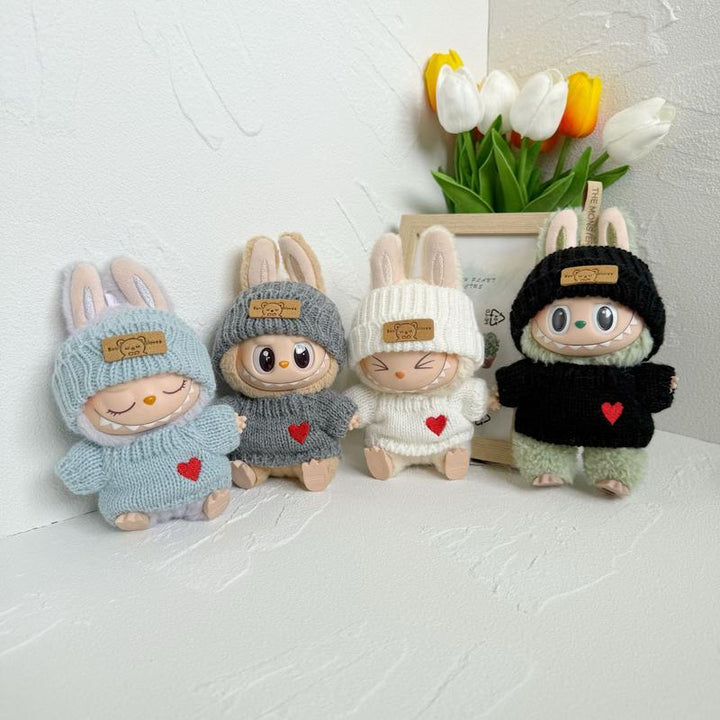2 sets labubu clothing, exquisite labubu love sweater, hand-knitted sweater, suitable for 6.7in labubu dolls, labubu accessories Pralena