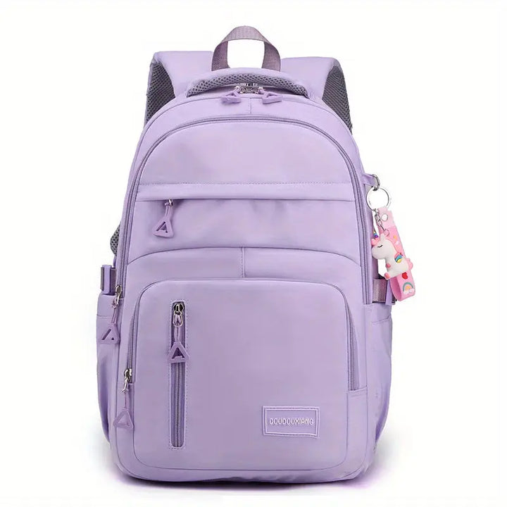 Large Capacity Waterproof Backpack, Solid Color Fashion Casual Nylon Laptop Bag With Adjustable Strap, Trendy Versatile Cute School Bag Pralena