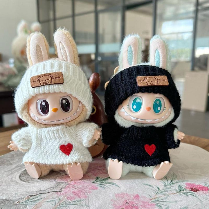 2 sets labubu clothing, exquisite labubu love sweater, hand-knitted sweater, suitable for 6.7in labubu dolls, labubu accessories Pralena